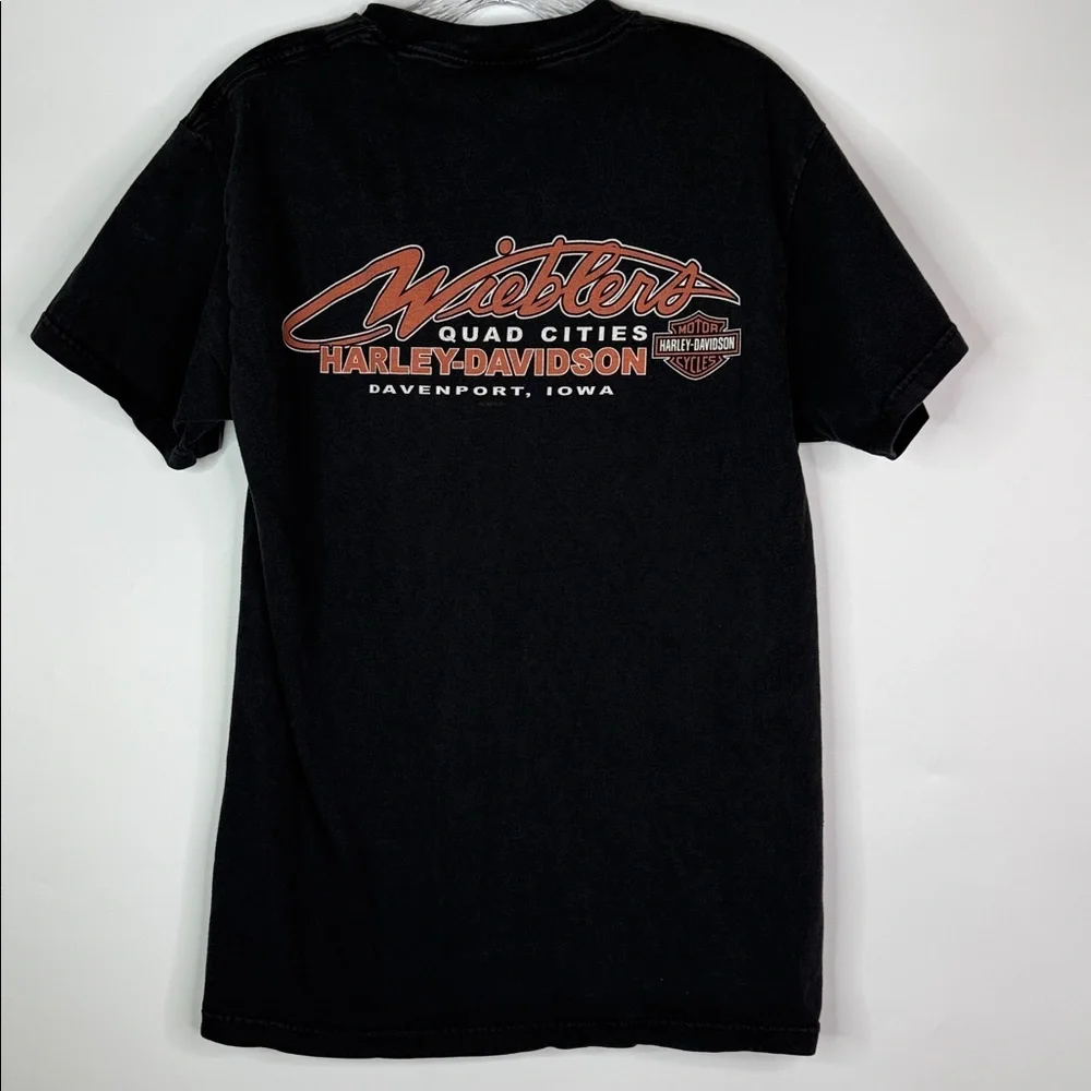 Vintage Harley Davidson Wieblers Black Davenport, Iowa 2007 Medium